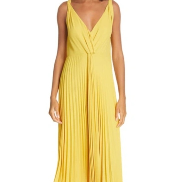 Vince Pleated Front Twist Midi Dress - Limonata NWT - Picture 4 of 13